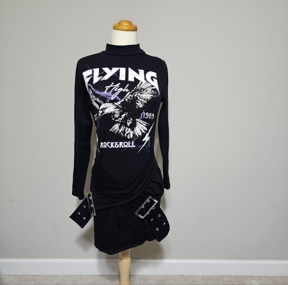 Fashion Nova Flying High Rock & Roll Mini Dress L